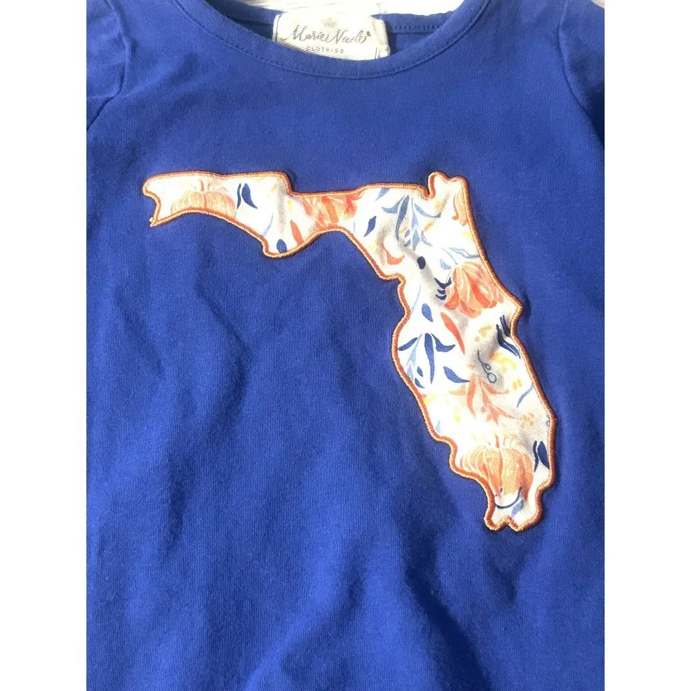 marie nicole clothing ruffle romper Florida floral orange blue Gators 3-6 months